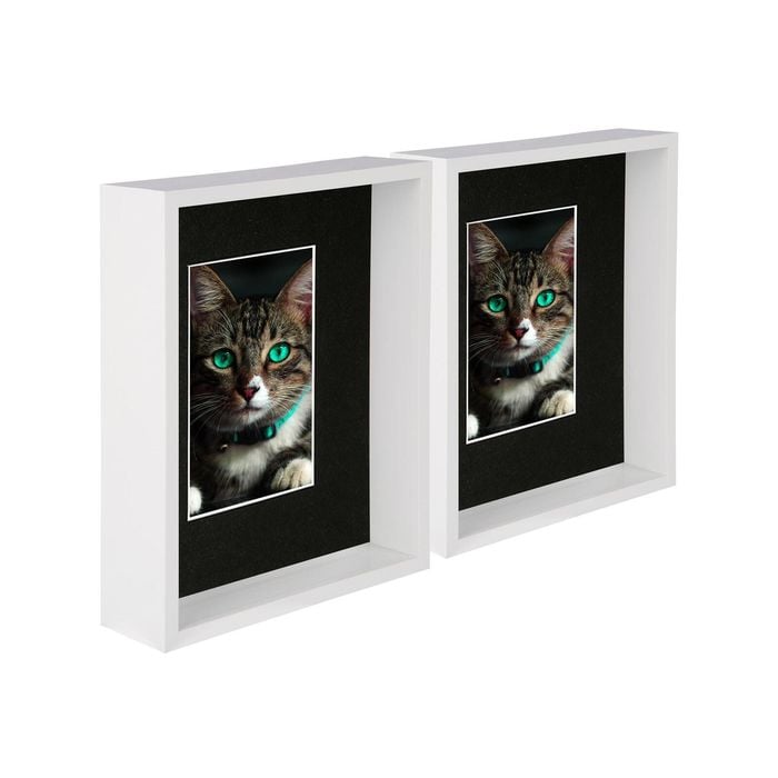 Nicola Spring 8" X 10" White 3d Deep Box Photo Frames - 4" X 6" Mount - Black - Pack Of 2