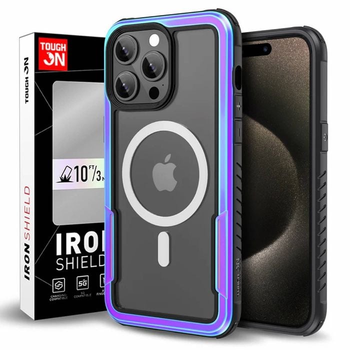 Tough On iPhone 15 Pro Case Iron Shield with MagSafe Iridescent