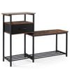 Costway 3-tier Shoe Rack Bench Industrial Storage Cabinet Drawer Shelf