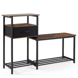 Costway 3-tier Shoe Rack Bench Industrial Storage Cabinet Drawer Shelf