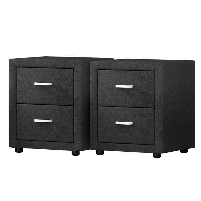 Artiss 2x Bedside Table CADEN Charcoal
