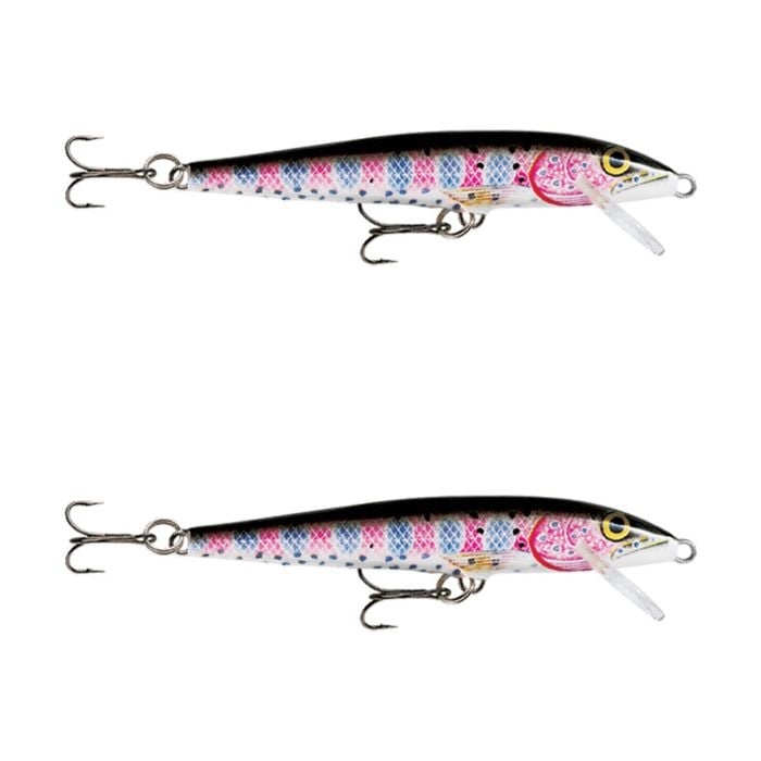 2x Rapala 13cm Original Floating Minnow Hard Body Fishing Lures - Rainbow Trout