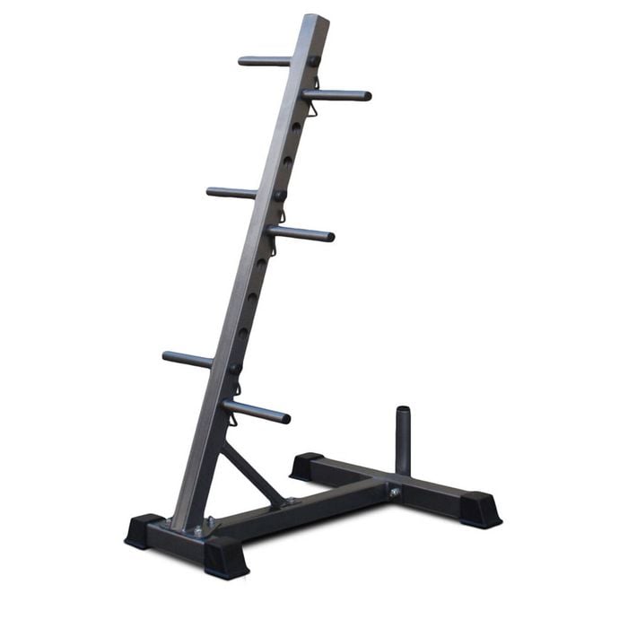 Standard Weight Plate Tree Rack W/ Bar Holder Home Gym Storage 73x113cm