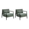 Oikiture 2x Wooden Armchair Lounge Sofa Chair Fabric Accent Armchairs Green