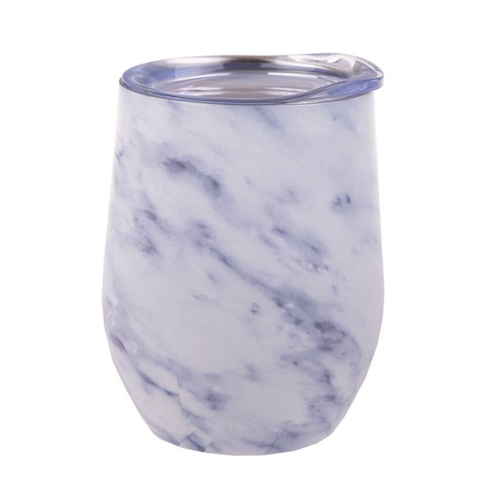 Oasis Stainless Steel Insulated Wine Tumbler Double Walled 330ml White Marble