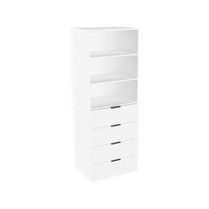 Lugna 2048 x 750 x 580mm White 2 Shelf 4 Drawer Storage Cabinet