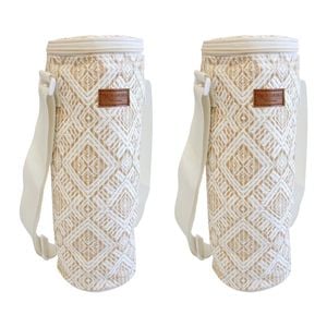 2pk Lvd Amalfi Insulated Wine Bottle Cooler Travel Bag Neutral 33x12x12cm