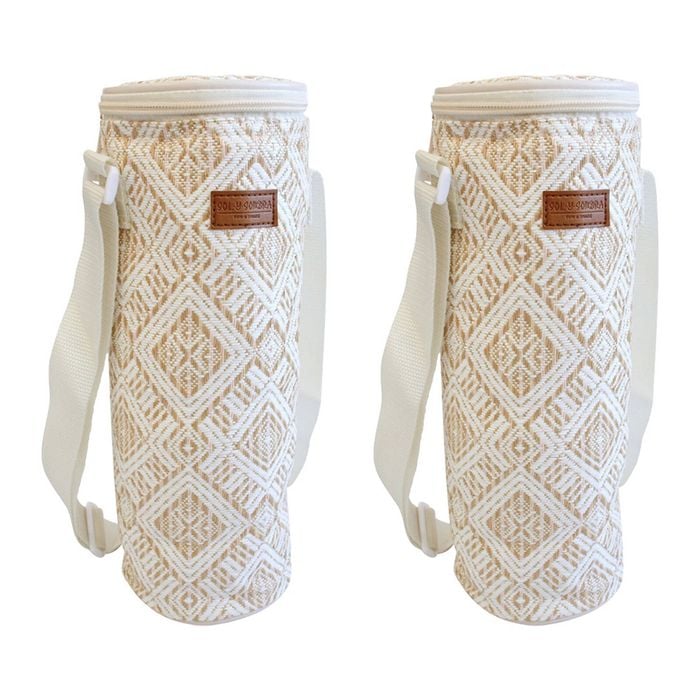 2pk Lvd Amalfi Insulated Wine Bottle Cooler Travel Bag Neutral 33x12x12cm