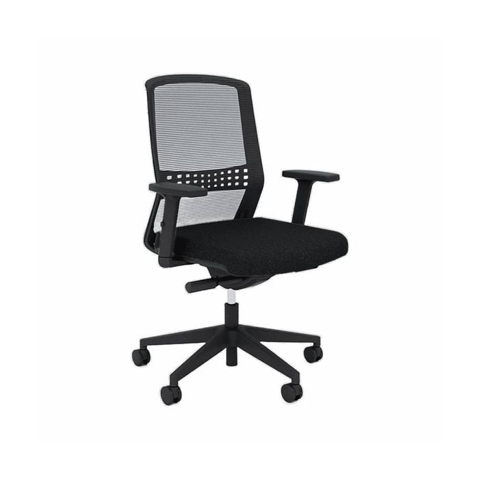 Olg Motion Sync Office Chair Adjustable Arms Mesh Back Lumbar Black Fabric Seat