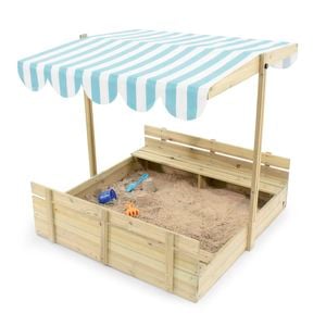 Plum Play AU Sandpit with Canopy Wooden Sandbox Outdoor Playset Kids - Large