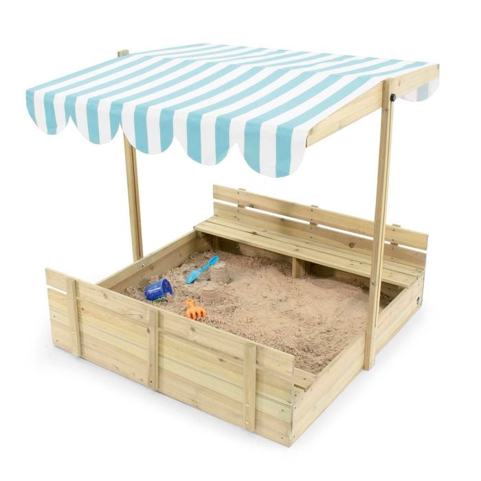 Plum Play AU Sandpit with Canopy Wooden Sandbox Outdoor Playset Kids - Large