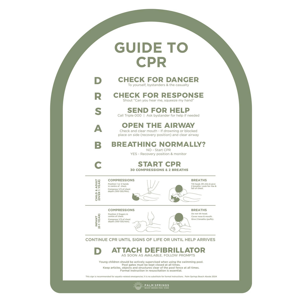 Stylish Pool CPR Sign Green & White Halo - Bunnings Australia
