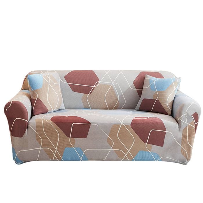 Catzon 3 Seater Stretch Sofa Cover Non-slip Polyester Printing Elastic Bottom