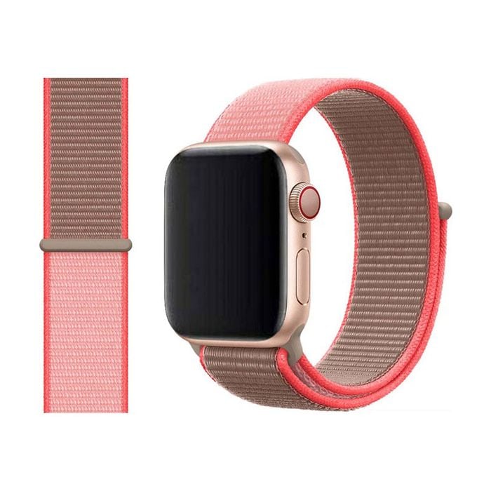 Woven Nylon Sports Watch Band Strap - For Apple iWatch 38mm 40mm 41mm [42mm Series 10] (Dark pink)
