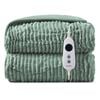 Dreamaker Eyelash Fleece Reversible Electric Heated Throw Blanket Faded Green & Sage 200 X 180cm | Overheat Protection, Auto-off