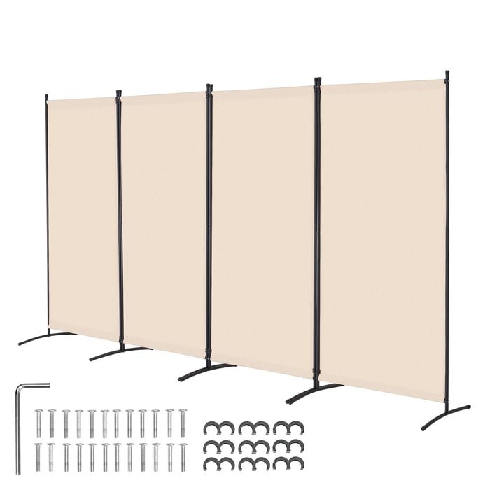 Vevor 4 Panels Room Divider Beige Freestanding For Office Bedroom Study