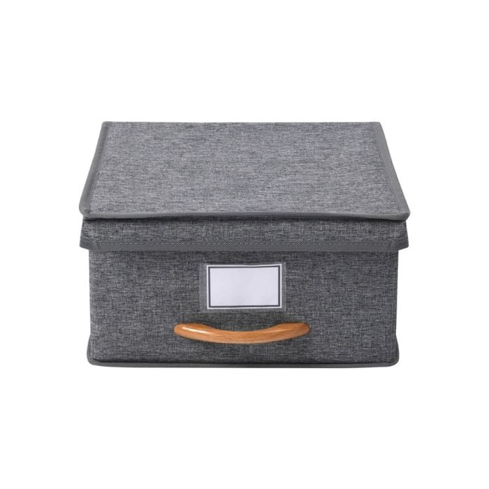 Takara Kicho Fabric Collapsible Storage Box With Lid 3 Pack Grey 30x30x16cm