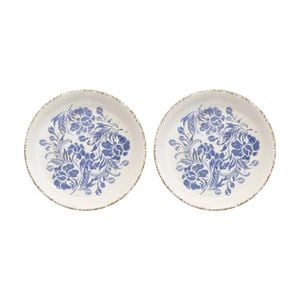 2pk Lvd Vintage Blue Ceramic Kitchen Dinner Plate Home Decor 23.5x23.5x2.5cm