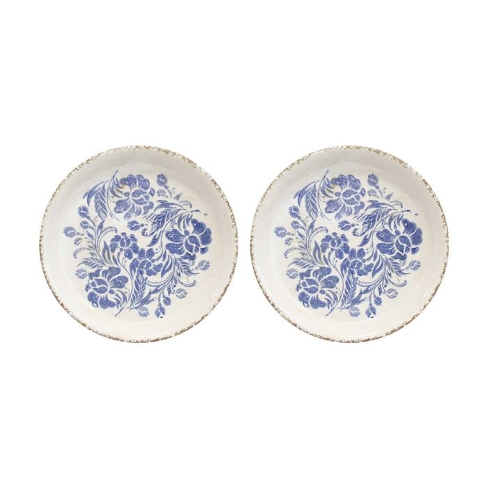 2pk Lvd Vintage Blue Ceramic Kitchen Dinner Plate Home Decor 23.5x23.5x2.5cm