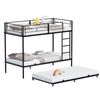 Ufurniture Single Over Single Bunk Bed with Pull Out Bed for Kids, Black