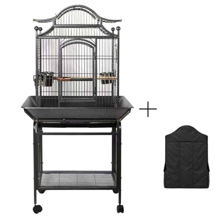 YES4PETS Large Bird Budgie Cage Parrot Aviary Carrier With Stand & Wheel+Cover