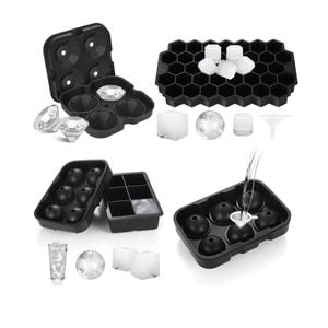 BOOC [4PK] Ice Cube Molds Easy-Release Silicone and Flexible trays
