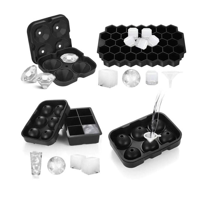 BOOC [4PK] Ice Cube Molds Easy-Release Silicone and Flexible trays