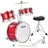 VEVOR 355.6 mm 3-Piece Junior Drum Sets Red with Adjustable Throne for  Ages 6-13