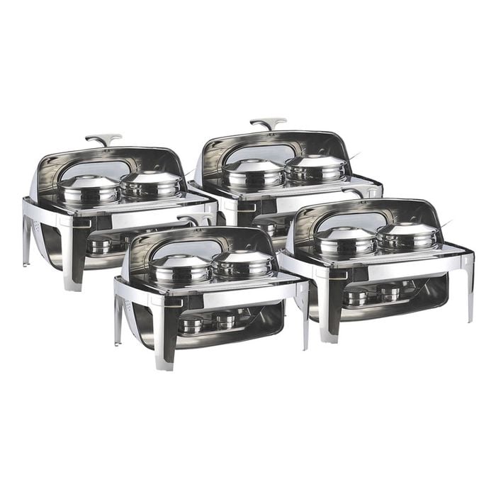 SOGA 4X 6.5L Stainless Steel Double Soup Tureen Roll Top Buffet Chafing Dish