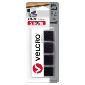 VELCRO Brand 25mm Black Squares ALFA-LOK VL30177 - 6 Pack