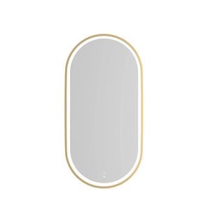 Attica 900 x 450mm Brushed Gold Metal Framed Oval LED Mirror
