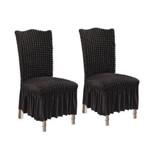 SOGA 2X Black Chair Cover with Ruffle Skirt