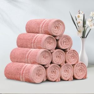 LINENOVA 10 Pack Cotton Face Towels-Coral