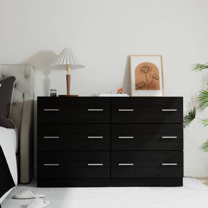 HOMFURN 6 Chest of Drawers in Black