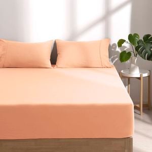 Dreamaker Superfine Washed Microfibre Combo Fitted Sheet Set Peach Single Bed