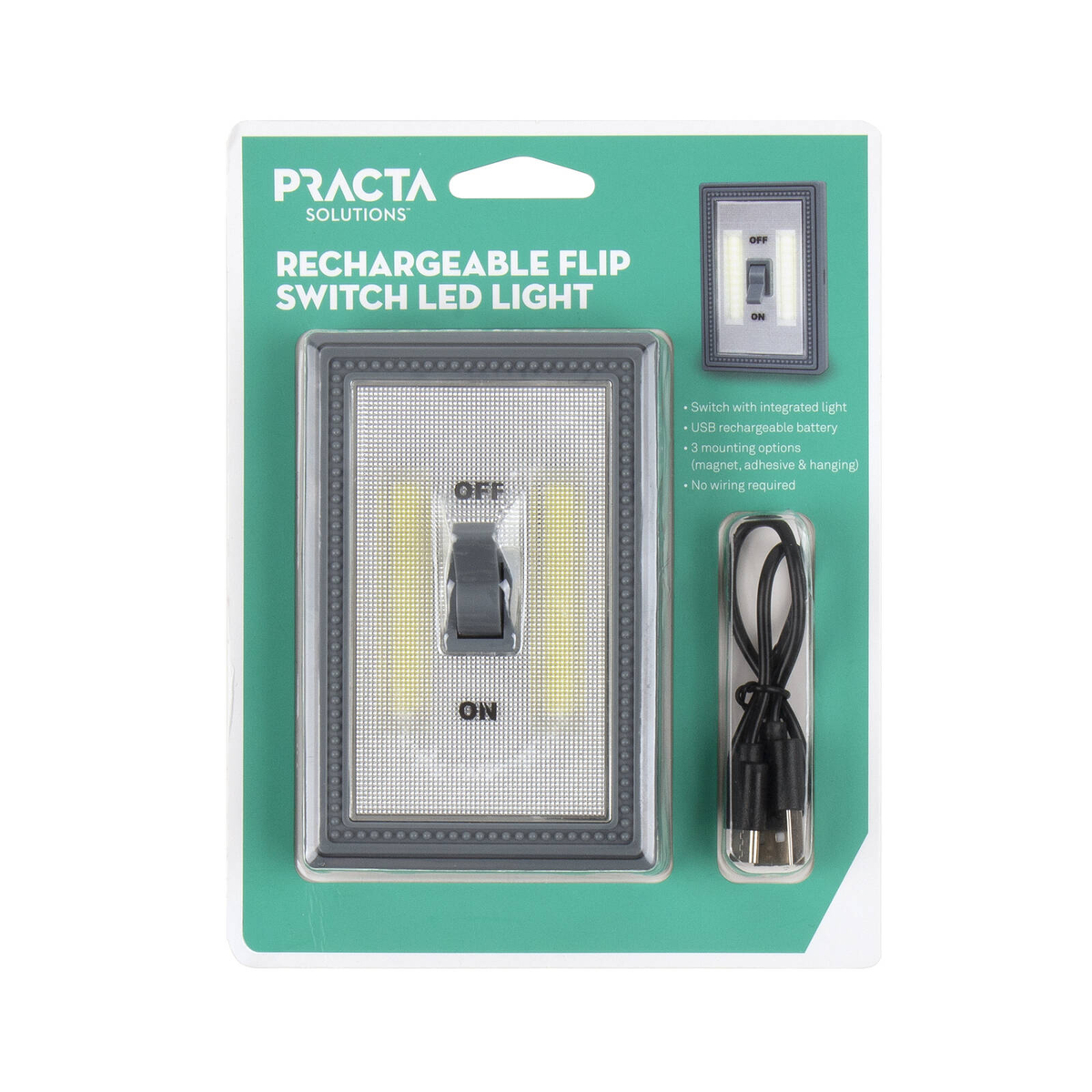 Practa Rechargeable Flip Switch LED Light Grey - Bunnings Australia