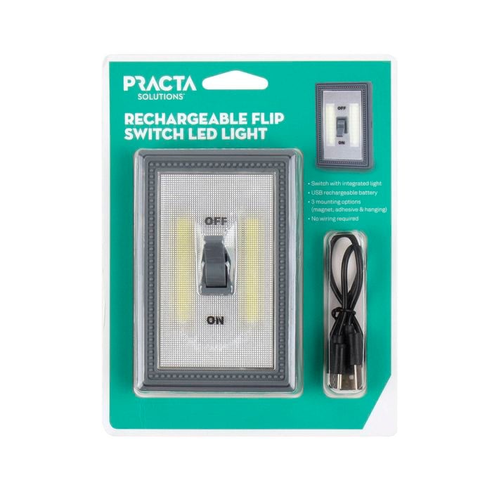 Practa Rechargeable Flip Switch LED Light Grey