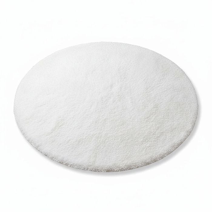 Soft Round Rugs for Bedrooms - Fluffy Shaggy Carpet (White, 80cm)