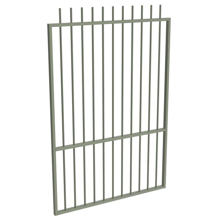 ProtectorAl 800 - 1200 x 1800mm Pale Eucalypt Aluminium Picket Top Pool Gate With Mid Rail