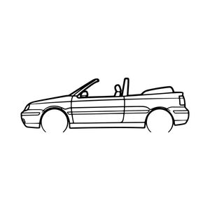 Ignite Laser Volkswagen 1998 Golf 4 Convertable Silhouette Metal Wall Art Coated Black 15.7inch/40cm