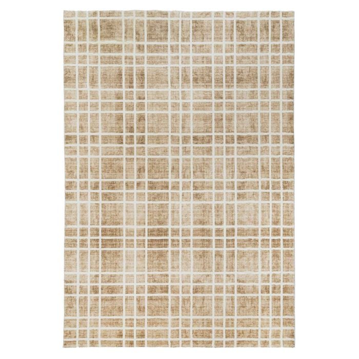 Loopsie-230cm X 160cm-oodi Brown And Ivory Plaid Washable Rug