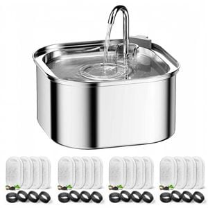 Yes4pets 3.2l Automatic Electric Pet Water Fountain Dog Cat Stainless Steel Dispenser With 17x Filters