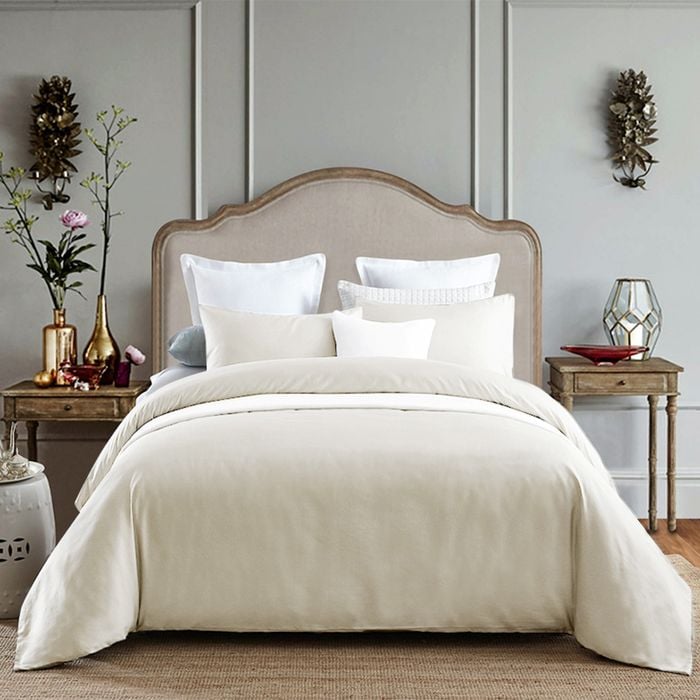 CottonMore 100% Bamboo Silk Feel Soft Doona Quilt Cover Set Beige - King