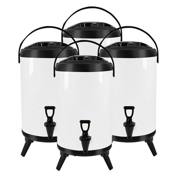 SOGA 4X Stainless Steel Insulated Beverage Dispenser with Tap 10L White