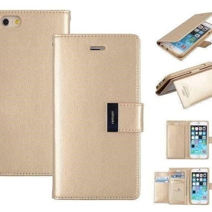Goospery Rich Diary Case For Iphone 15 Plus - Gold