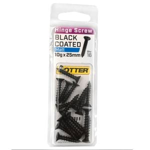 Otter 10 x 25mm Black Coated Hinge Screws - 16 Pack