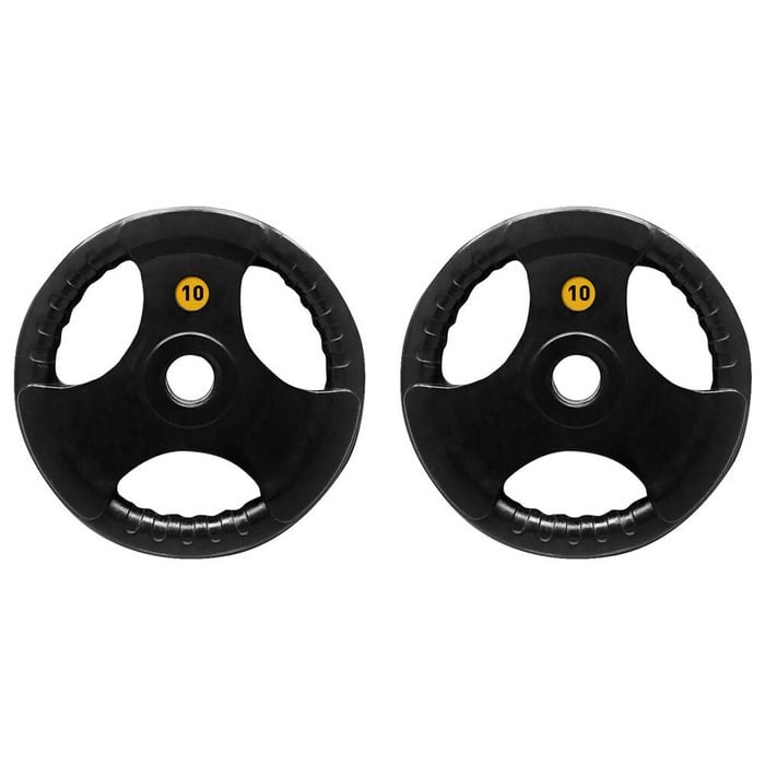 2pk Olympic Rubber Grip Plate Weight Lift Home Gym Exercise 10kg