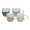 Bundanoon New Bone China Coffee & Tea Mugs Set 4 - Banded Rib 480ml