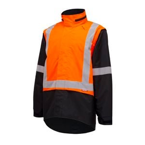 Hard Yakka Orange / Black Hi-Vis Wet Weather Jacket - Size L