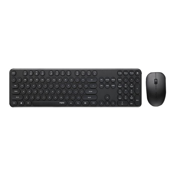 RAPOO Wireless Stylish, Spill-Resistant, Retro Style Round Key, 1000DPI, 2.4G Connection, 10M Range, Nano Receiver
